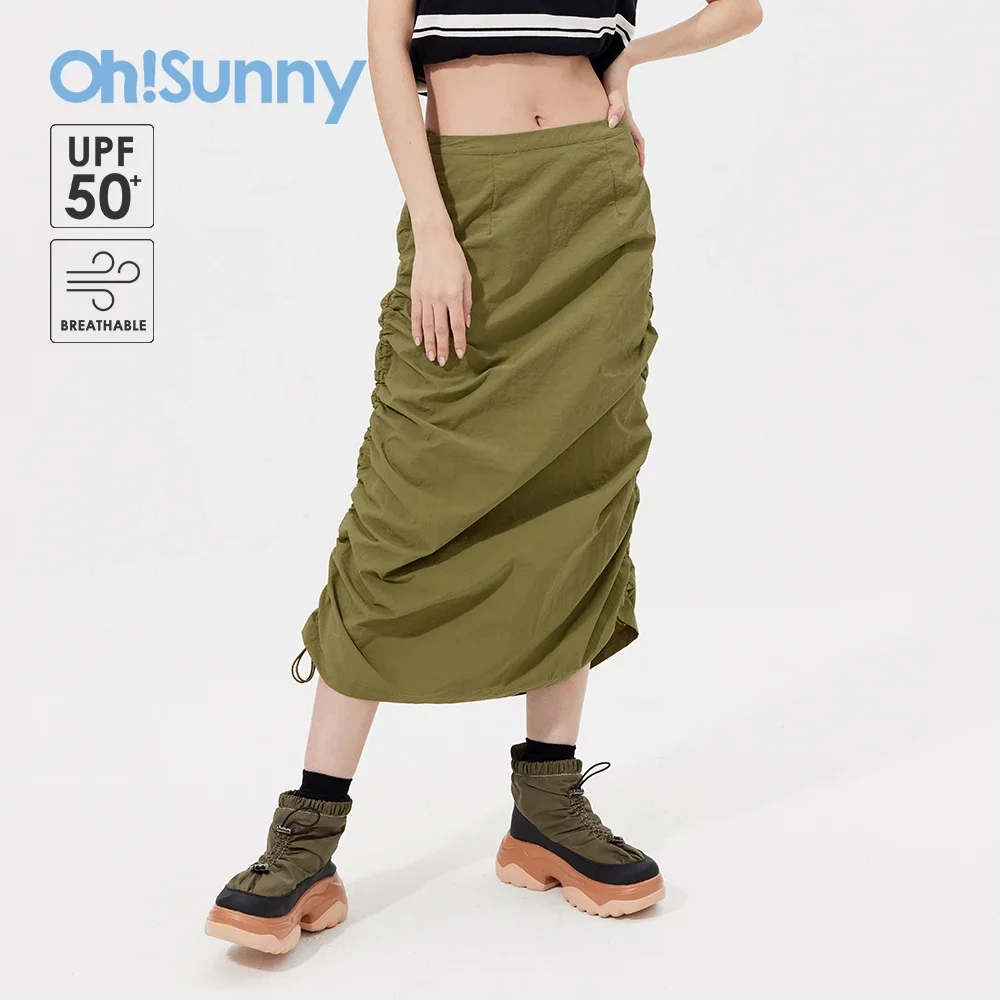 

OhSunny Sunscreen Skirt for Women Spring Summer New Fashion Light Coolchill Anti-UV UPF50+ Adjustable Drawstring A-line Tooling