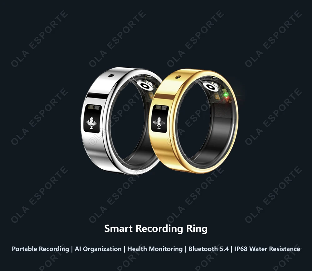 AI Recording Translation Smart Ring Heart Rate Blood Oxygen Sleep Monitor Touch Voice Recorder Sports Waterproof Smartring R12