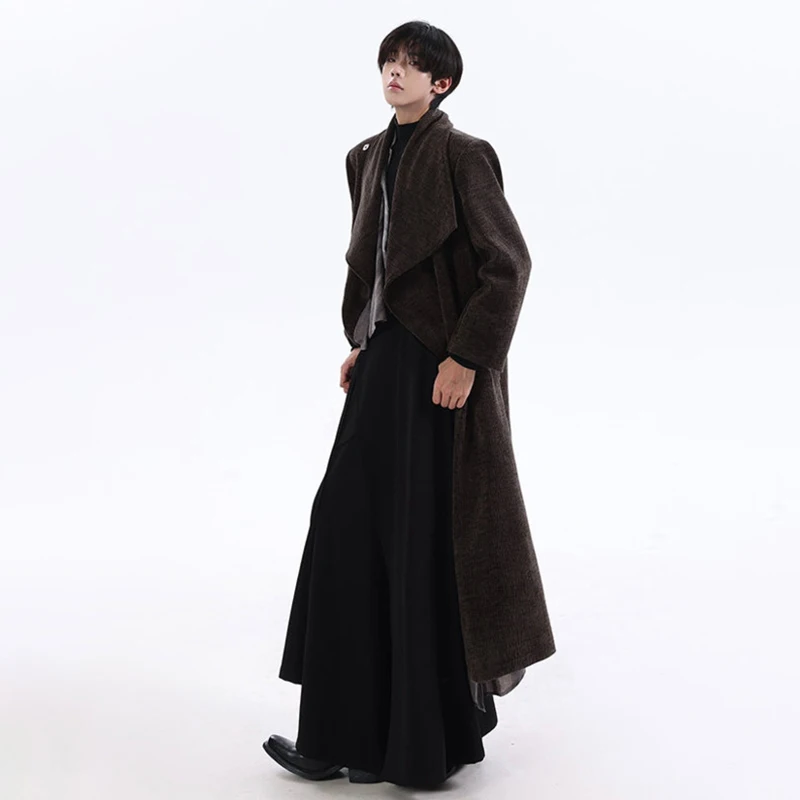 LUZHEN 2026 Winter New Solid Color Original Elegant High Quality Woolen Trench Jacket Men's Handsome Windbreaker Clothes JY9487