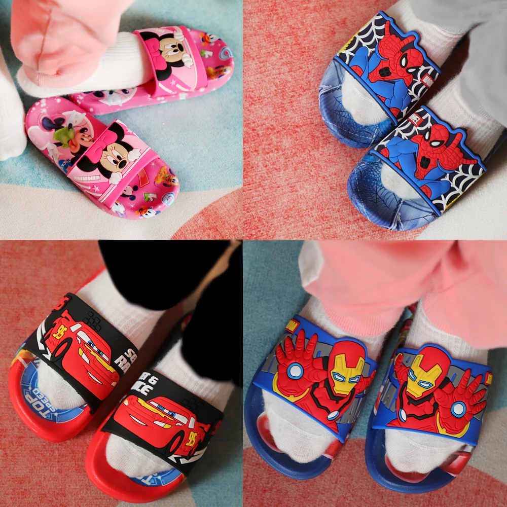 New Summer Children Sandals Kids Cars Cartoon Toddler Boys Soft Sole Shoes Anti-Slip Slippers Wearable in all seasons Sandals