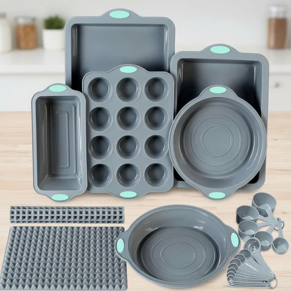 

8-in-1 Silicone Baking Set with 6 Cake Molds & 2 Nonstick Mats, Reinforced Frame for Easy Baking, Perfect for Home Bakers