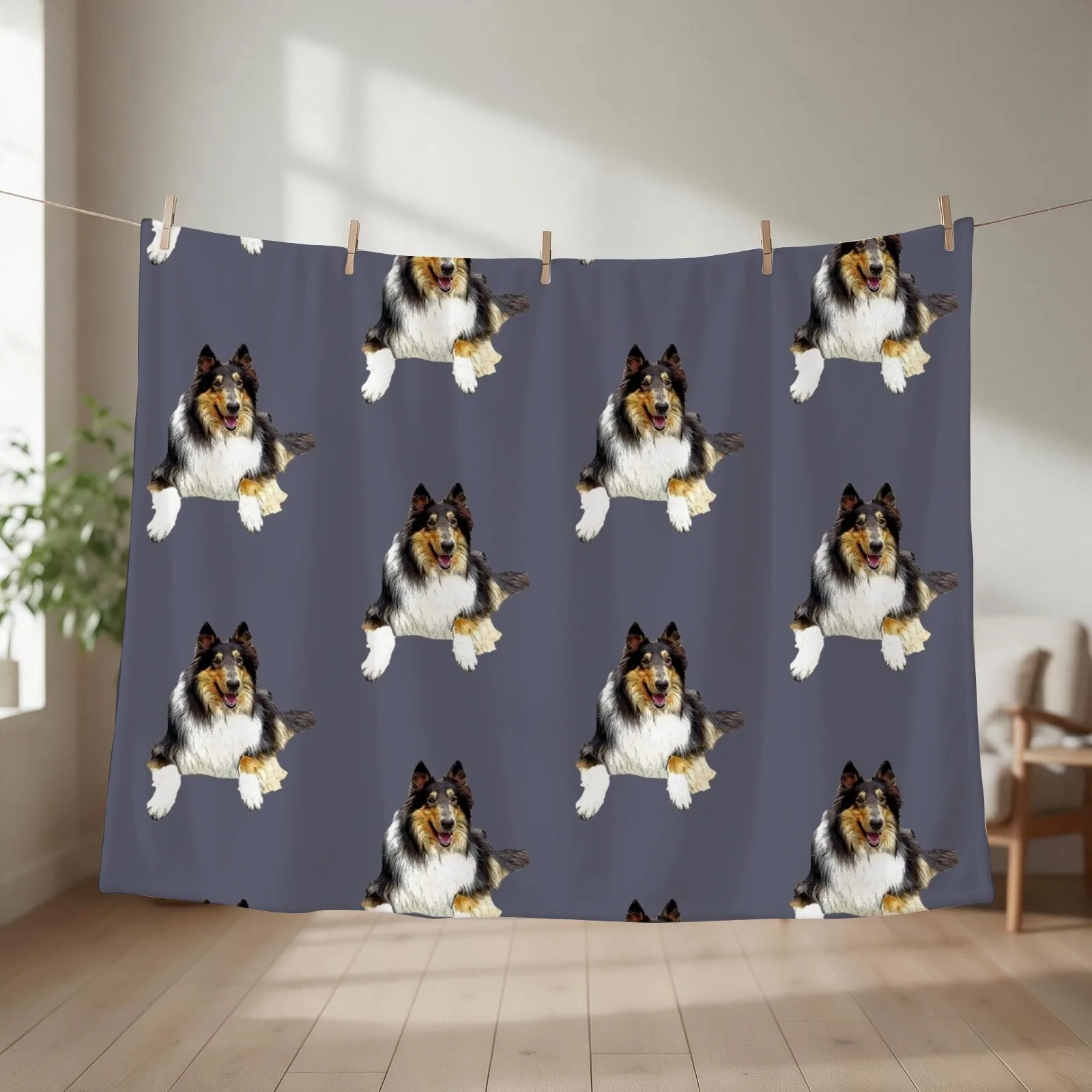 Rough Collie Tri Throw Blanket