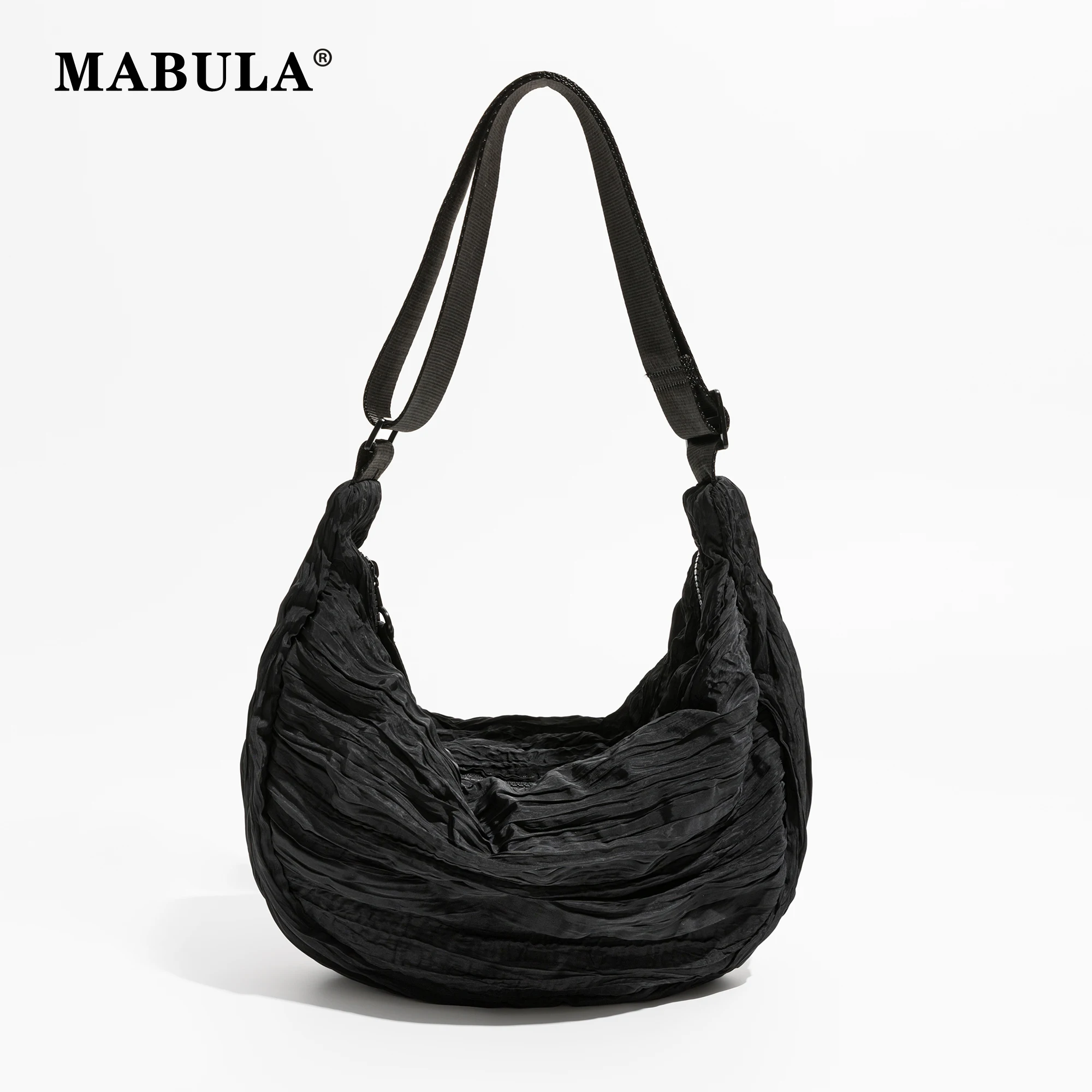 MABULA Lightweight Fashion Women\'s Crossbody Bag Pleated Waterproof Sling Shoulder Purse Big Capacity Couples Travel Daypack