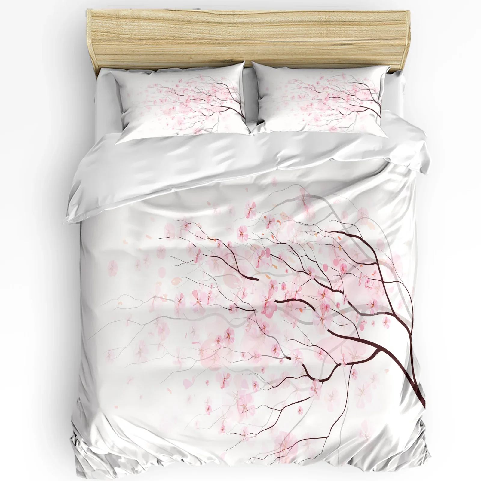 

3pcs Bedding Set Cherry Blossoms Tree Branches Pink White Duvet Cover Pillow Case Boy Kid Teen Girl Bedding Covers Set