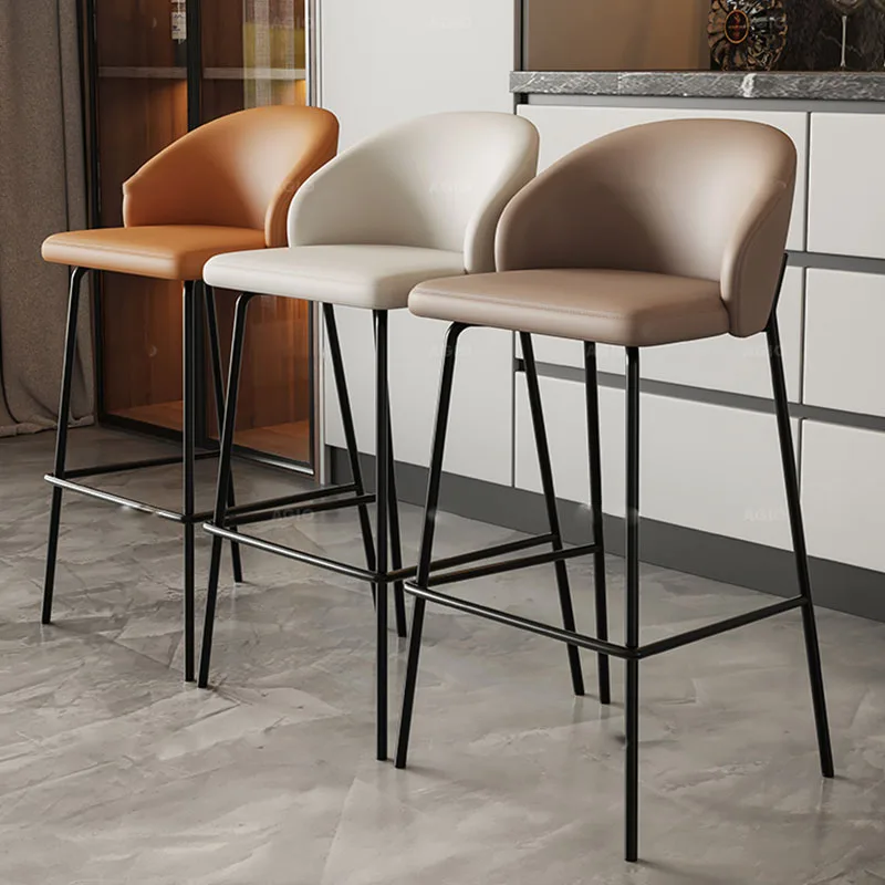 Sillas de Bar de salón de alta calidad, respaldo Simple, silla nórdica moderna impermeable, diseñador de Metal, cómodo, muebles para el hogar