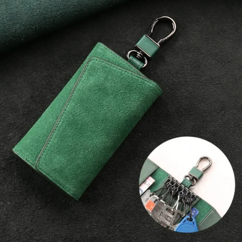Leather Keychain Organizer Pouch Large Capacity Key Wallet for Men Women Mini Card Bag