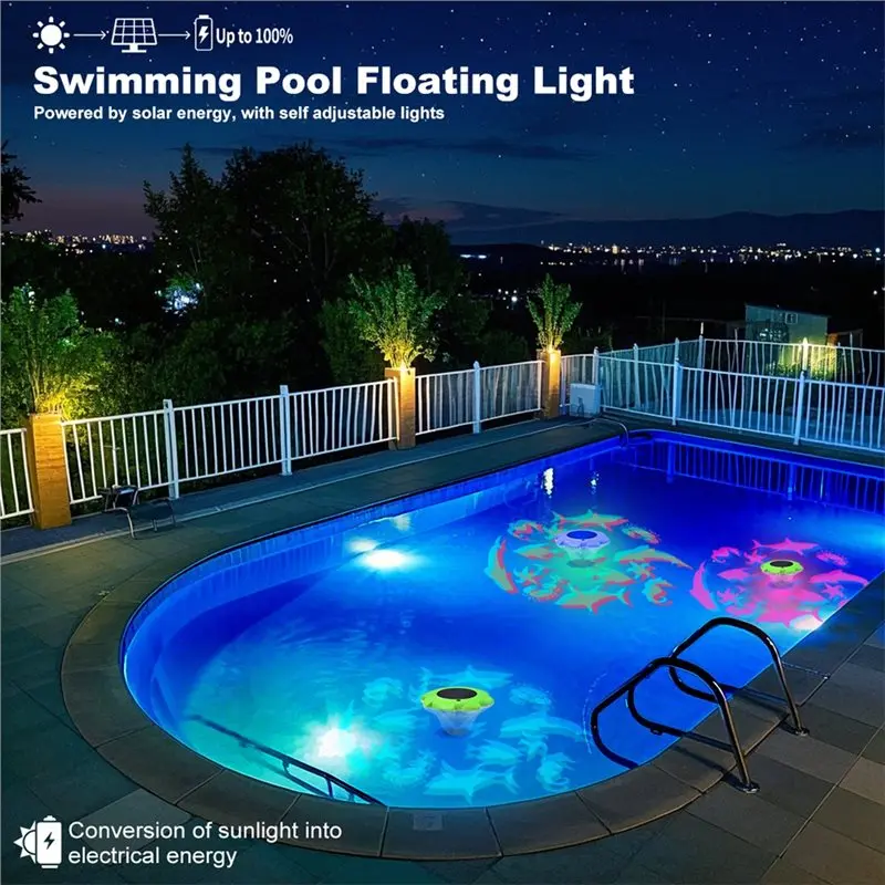 AT63-Outdoor Waterproof Solar Pool Light LED Floating Light With Automatic Color Change Lamp For Swimming Pools C