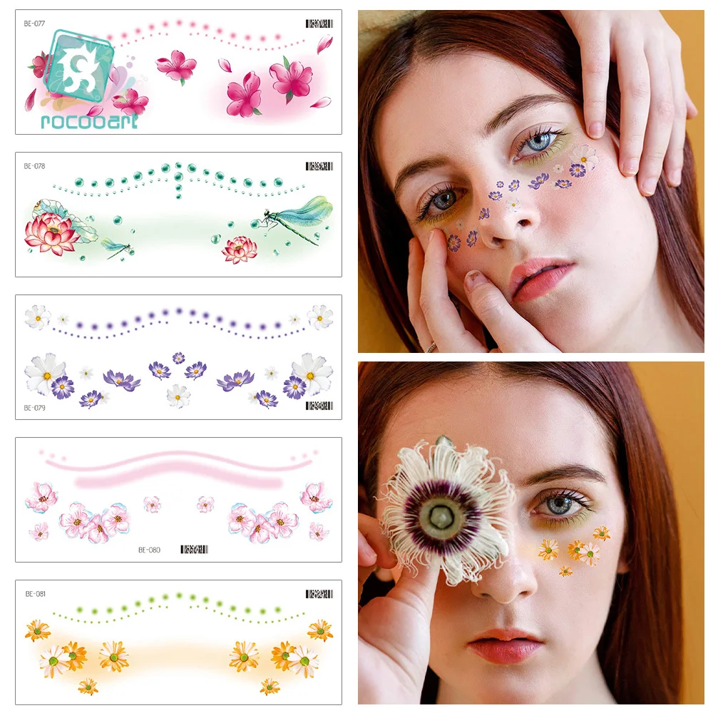 ملصق وشم مؤقت مضاد للمياه على شكل فراشة وزهرة وجه وشم مزيف وشم فلاش فن الجسم للنساء والرجال
