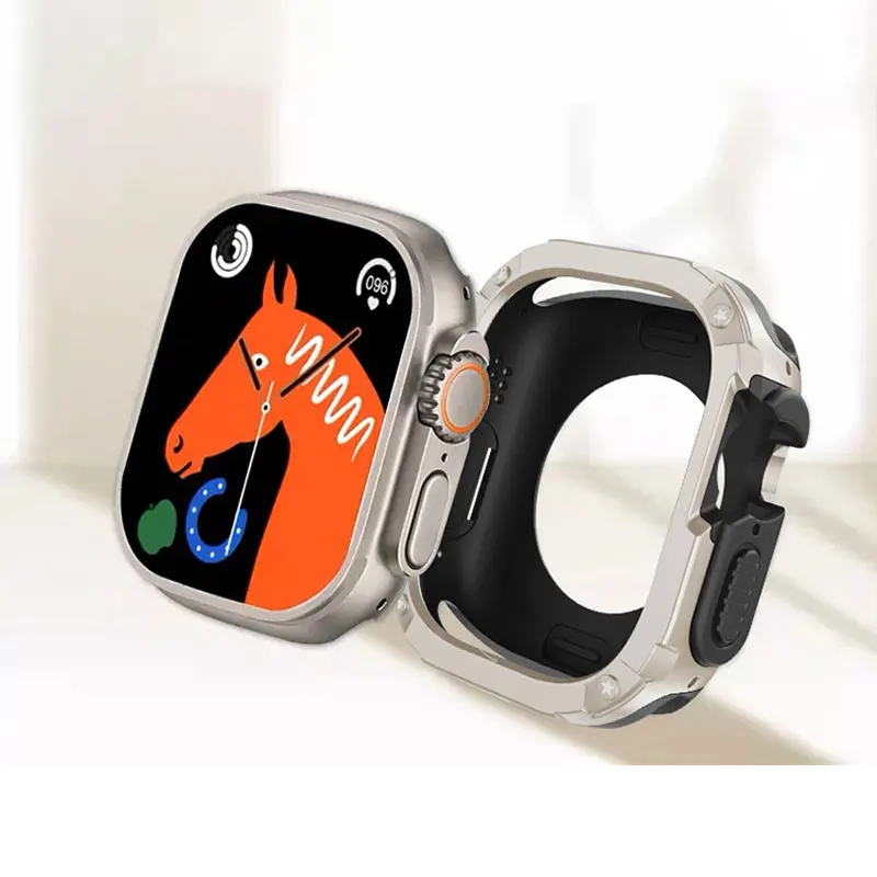 2 in 1 Case for Apple Watch Series 8/7/SE/6/5/4 Ultra 41mm 45mm 40mm 44mm 49mm TPU + PC Shockproof Protector Bumper for iwatch