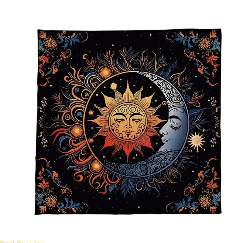 

A0KA Sun Moon Pattern Tarots Card Tablecloth Altars Cloth Altars Cloth Divinations Card Table Cloth Tapestry Easy Use