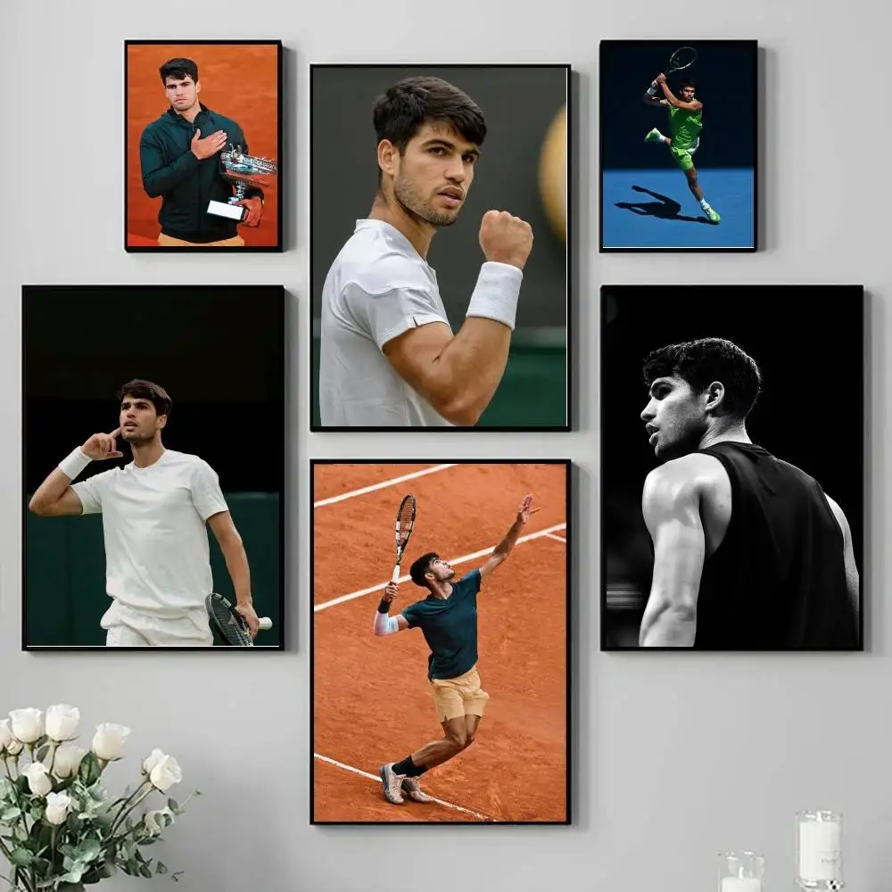 Athlete C-Carlos A-Alcaraz Poster Self-adhesive Art Waterproof Paper Sticker Coffee House Bar Room Wall Decor