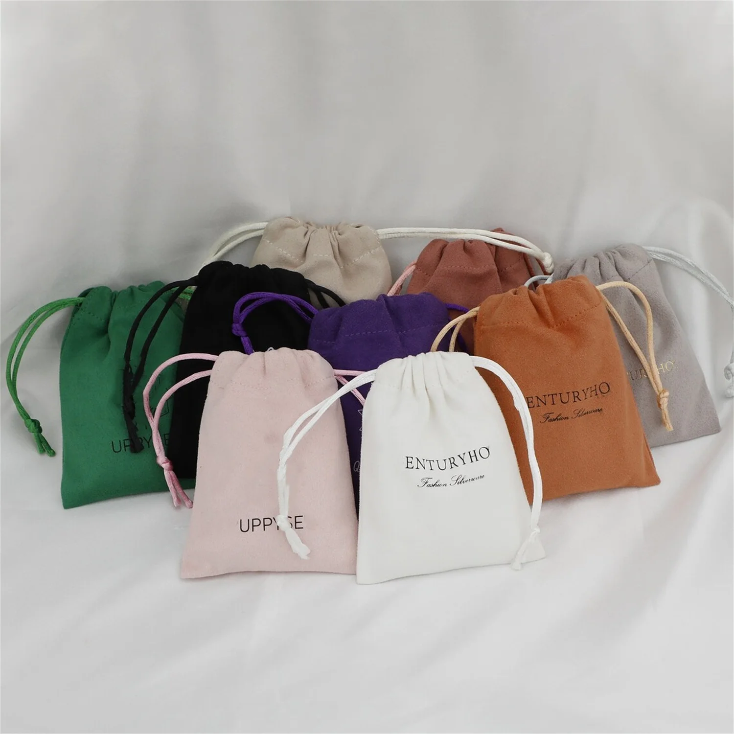 

50 personalized color logo drawstring bag custom bagging bag jewelry pouch necklace bag suede bag skin care product pouch