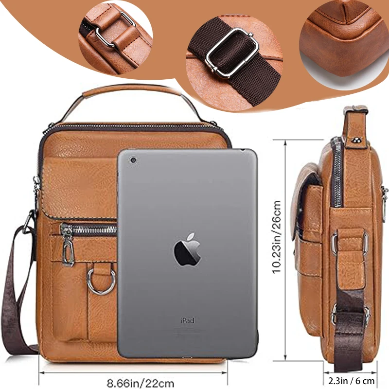 New Vintage Men Crossbody Bag Leather Shoulder Bag For Men Handbags Brown Black Business Messenger Side Bag Male Flap Travel Bag