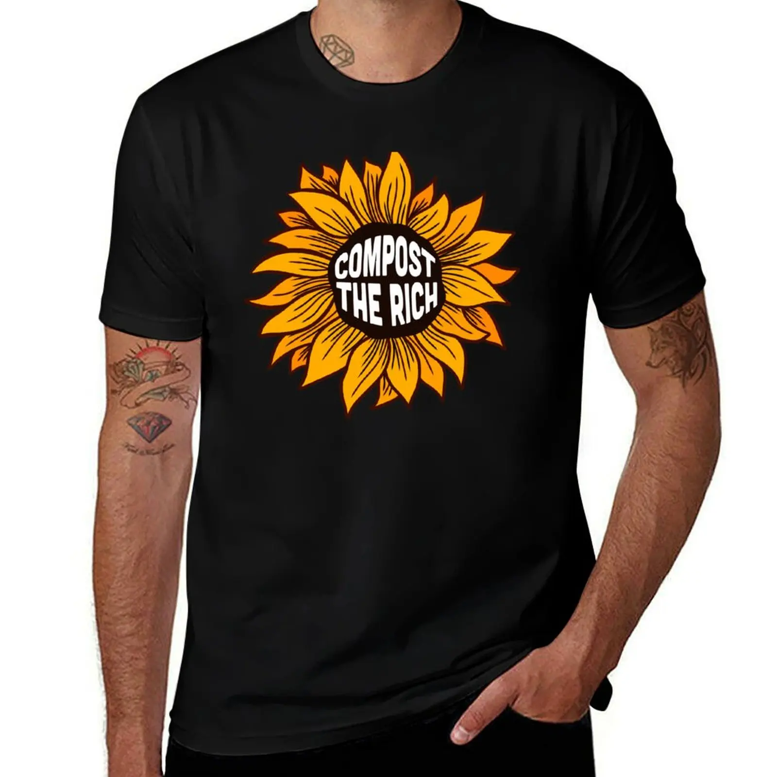 Compost the Rich Sunflower T-Shirt All Weather Casual Short Sleeve T-Shirt
