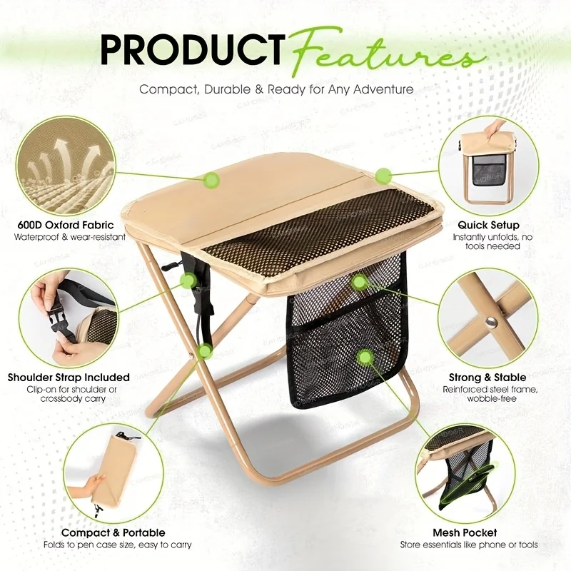 Foldable Chair，Outdoor Folding Backpack，Portable O utdoor Folding C hair With Shoulder Strap，Lightweight Folding Stool，