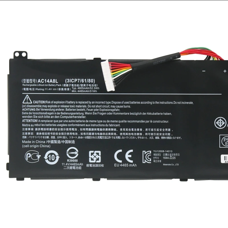 Laptop Battery AC14A8L KT.0030G.001 For Aspire VN7-571 VN7-571G VN7-591 VN7-591G VN7-791G MS2391 Series 11.4V/4605mAh/52.5WH