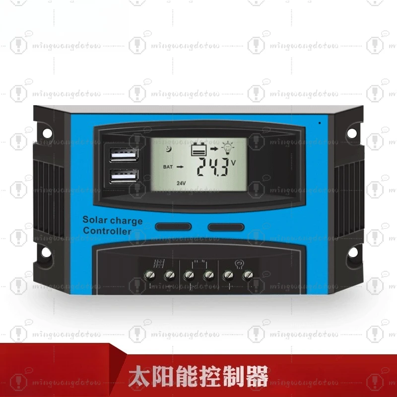 10A/20A PWM Solar Charge Controller 12V/24V for PV System, Dual USB Output, High Efficiency & Energy Saving