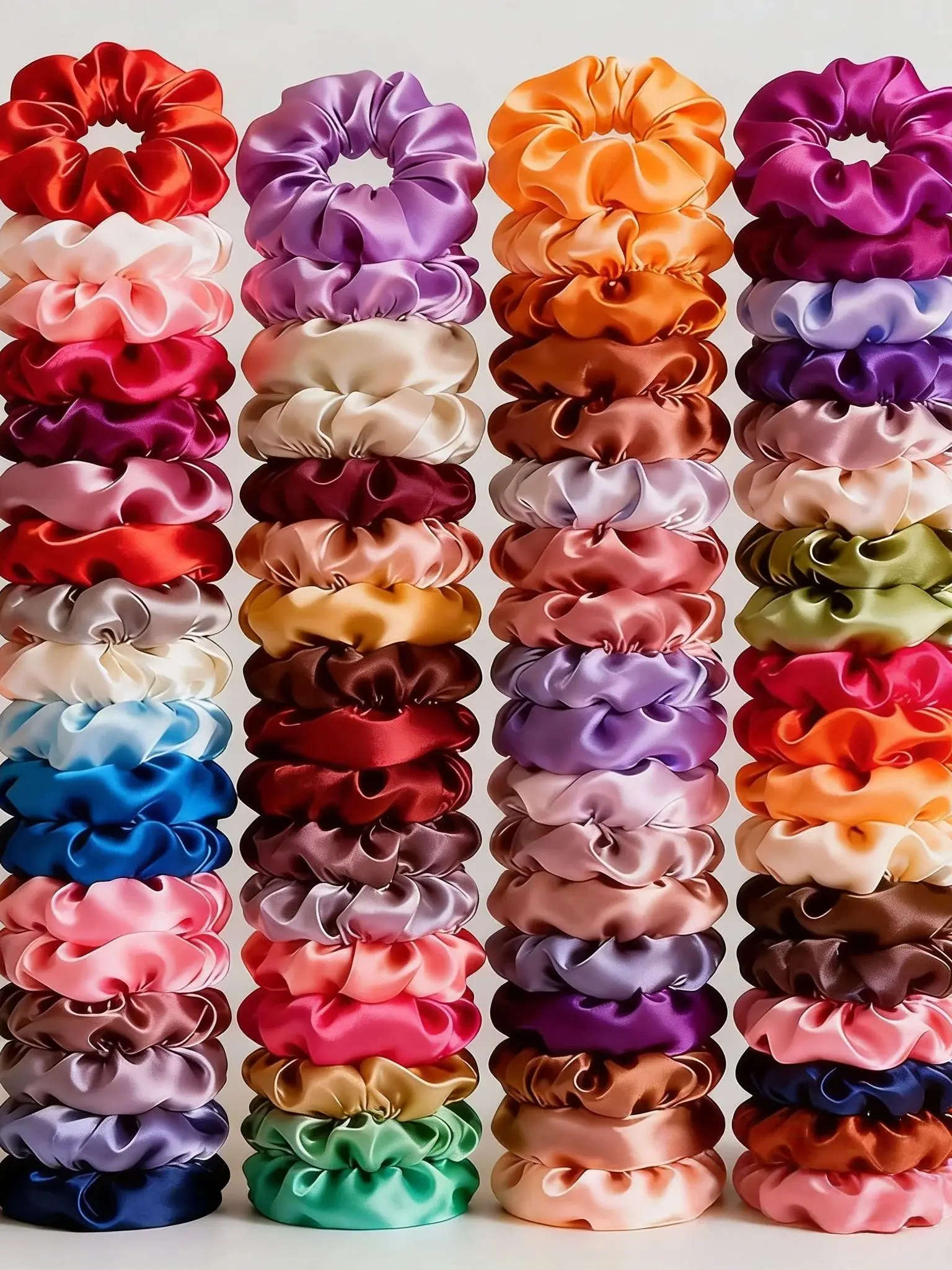 1/6/150/60/50/30/20PCS Vintage Satijnen Haar Scrunchies Elastiekjes effen Kleur Vrouwen Meisjes Hoofddeksels Paardenstaart Banden Accessoires - afbeelding 2