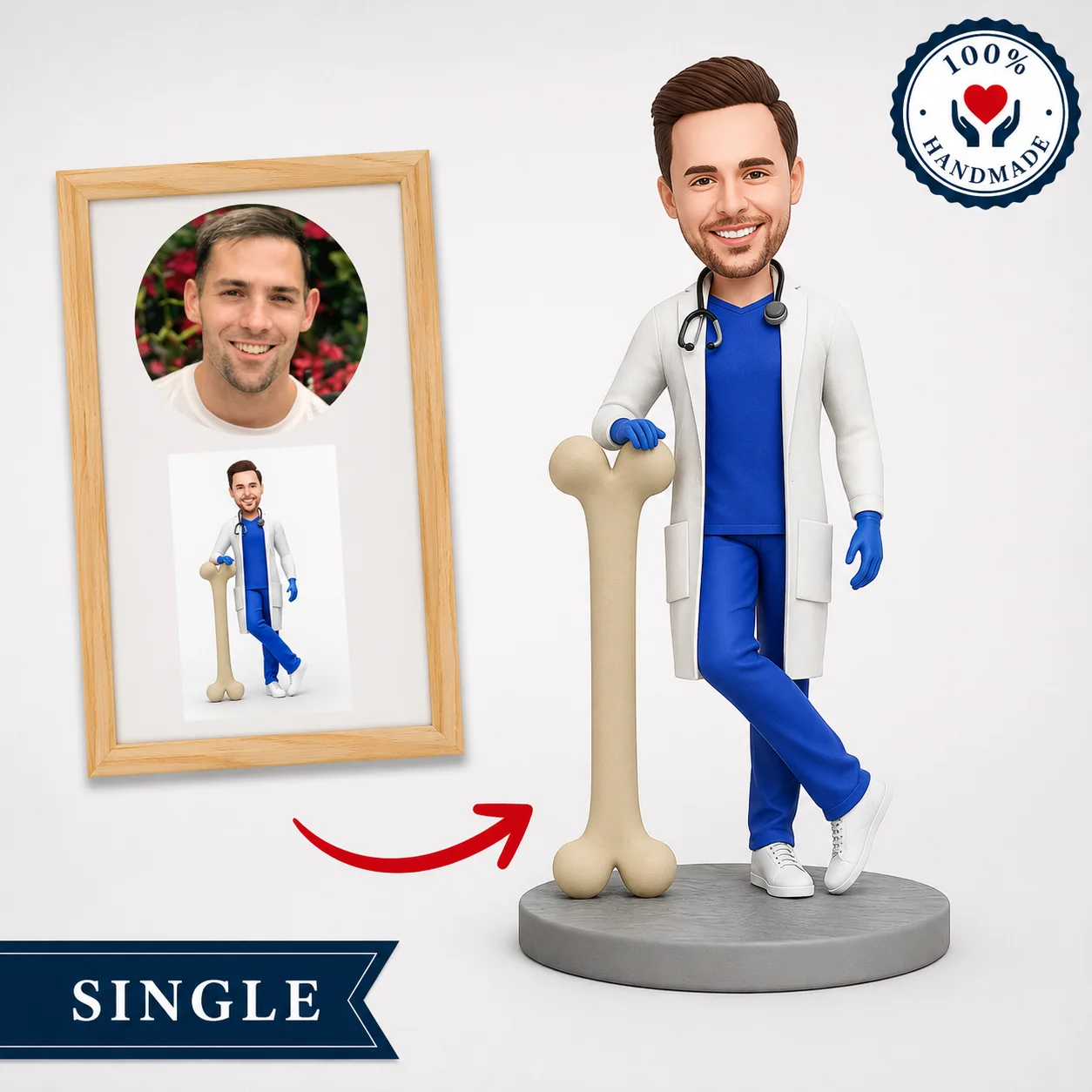 Personalized Orthopedic Doctor Bobblehead from Photo Handmade Custom Medical Figurine Gift for Him