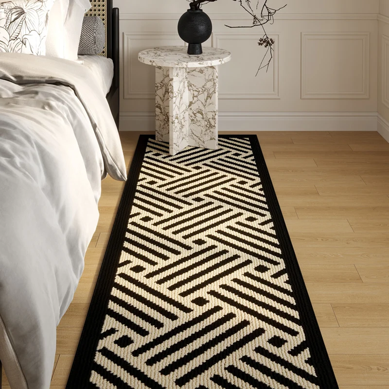

American retro bedside carpet, bedroom floor mat, living room high-end long strip thickened imitation rugs for bedroom