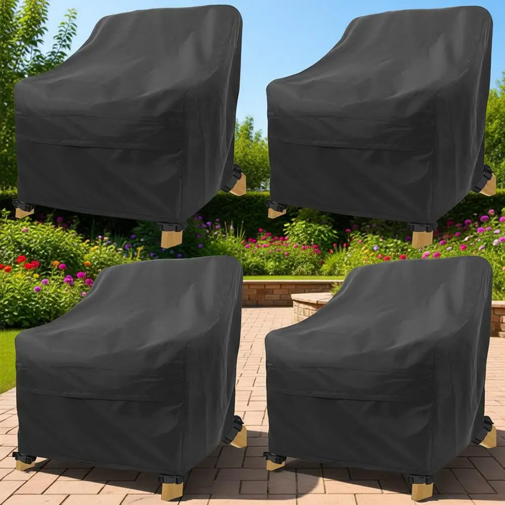 

4 Pack Waterproof Outdoor Chair Covers - 32L x 35D x 36H, Black