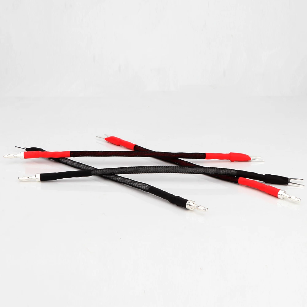 4개 6AG 하이파이 점퍼 케이블 5N OCC 구리 오디오 점퍼 와이어 스피커 케이블 바이와이어 바나나 플러그 - Y 플러그 브리지 케이블