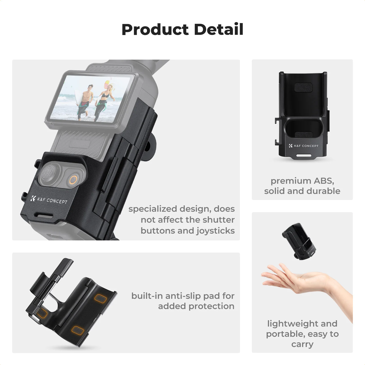 Крепление адаптера расширения K&F Concept для DJI Osmo Pocket 3, расширенная рама монтажного кронштейна с креплением для холодной башмака, отверстие для винта 1/4 дюйма