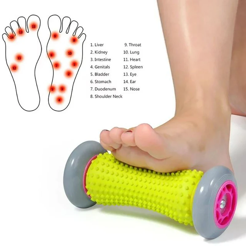 Foot Massage Roller Fascia Roller Full Body Muscle Manual Massage Leg and Neck Relaxation Device Blue and Pink