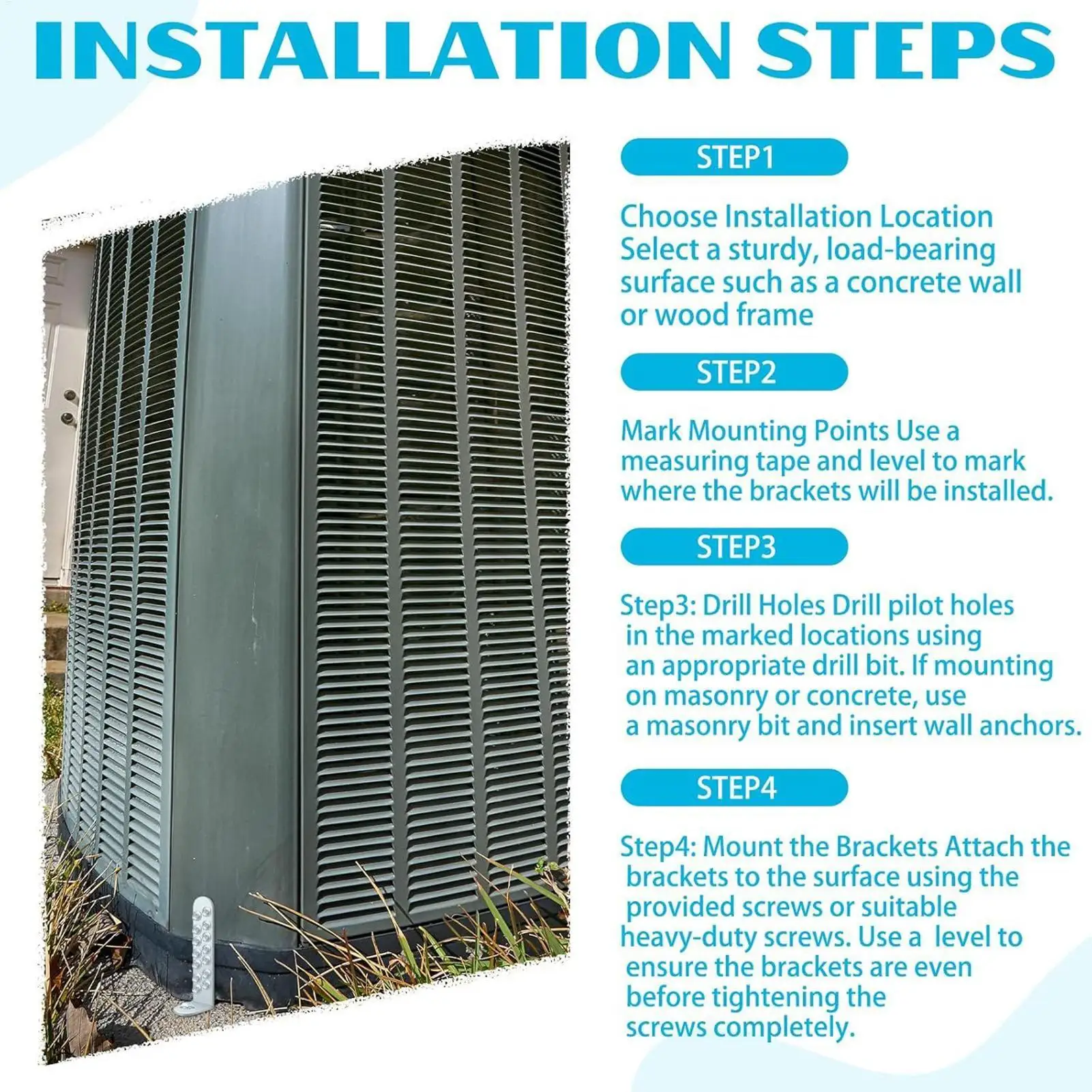 

Кронштейн конденсатора, 4-х шт., крепление для воздушного компрессора, сверхмощный кронштейн для конденсатора для дома, отеля, кладки, уличного промышленного бизнеса