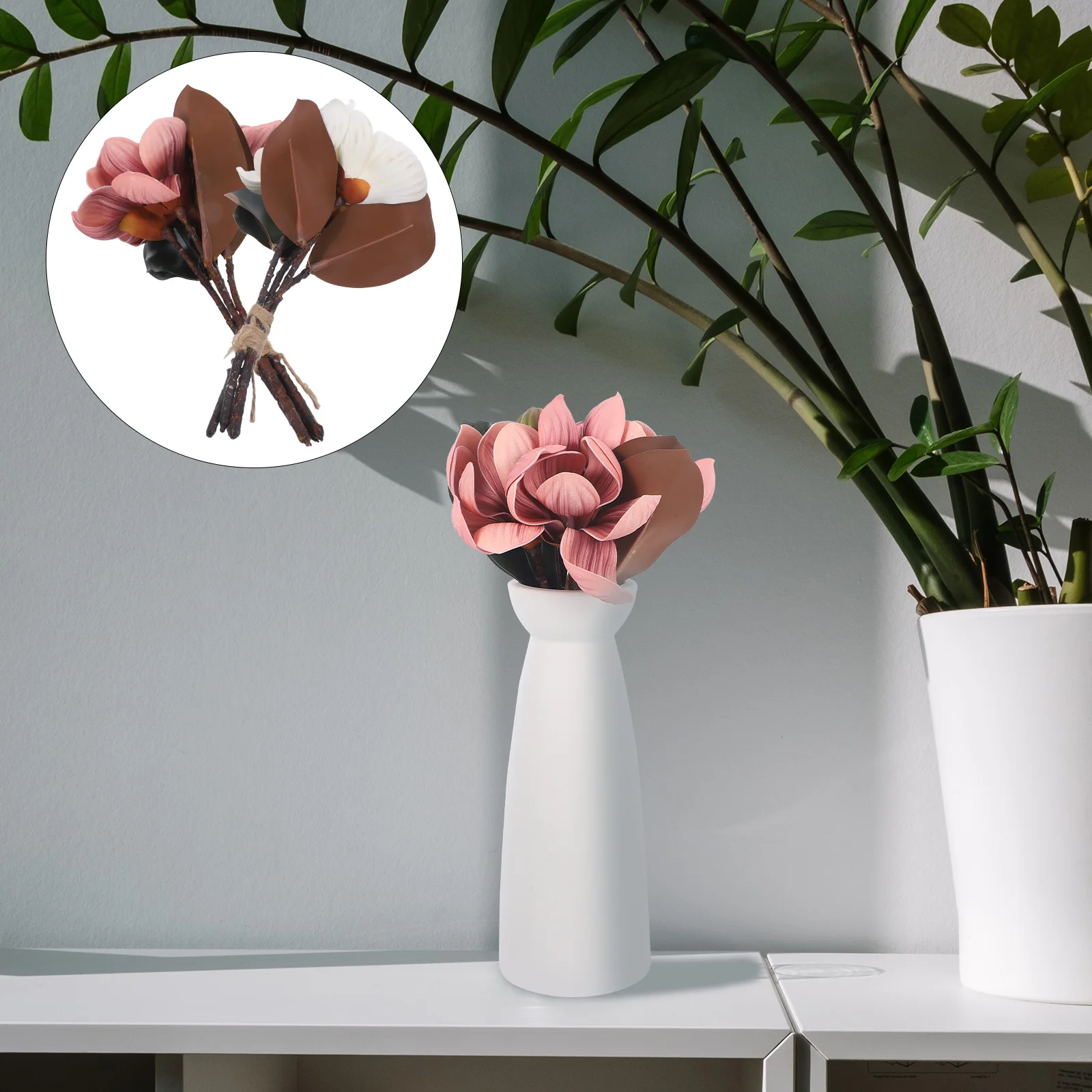 

Artificial Flower Flowers Faux Magnolia Fake for Wedding Decors Decorations Indoor Table Artfical Bouquet Home