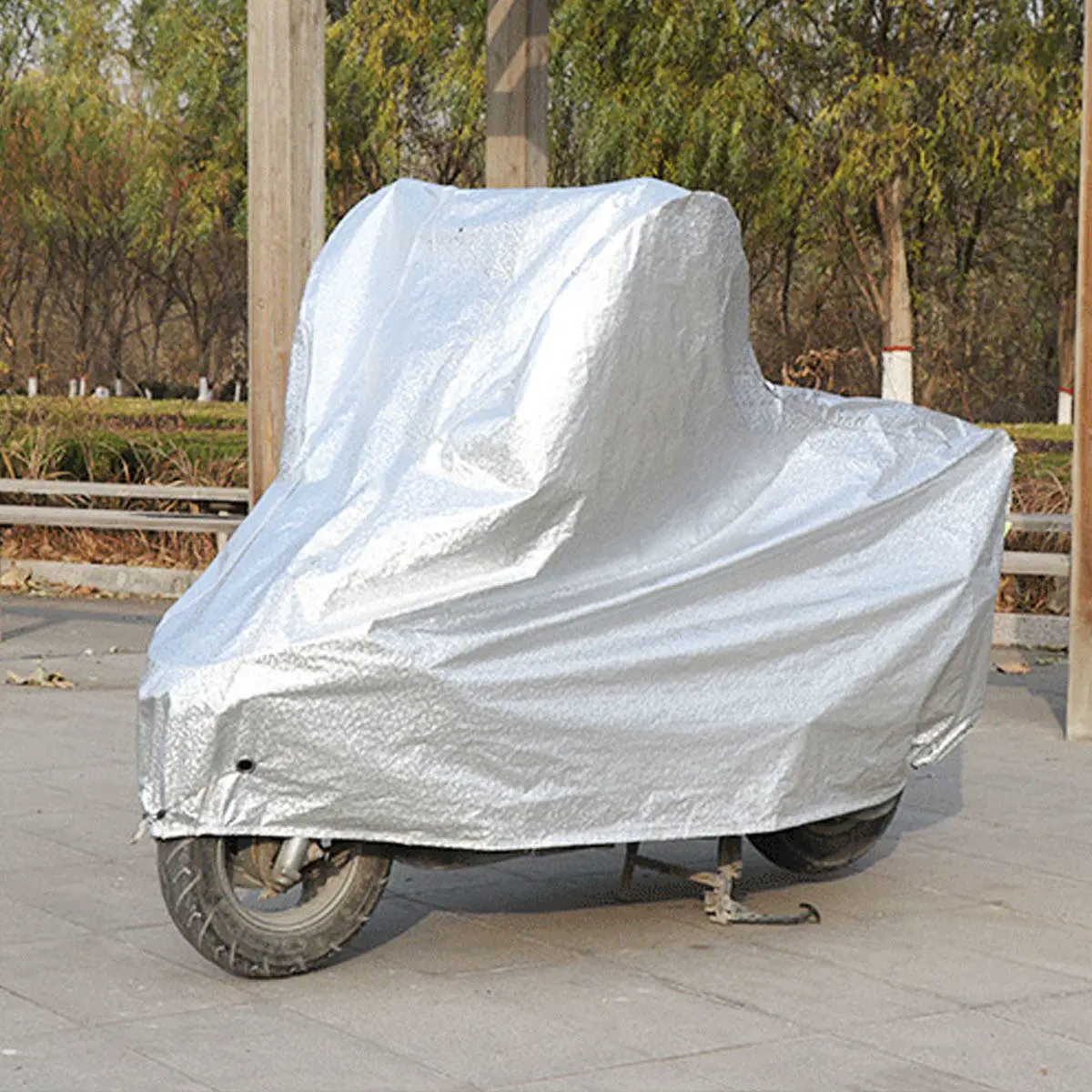 

Universal Motorcycle Cover Silver Size L Waterproof Polyester Sunscreen Rainproof Atv Scooter Protector Atv Rain Cover