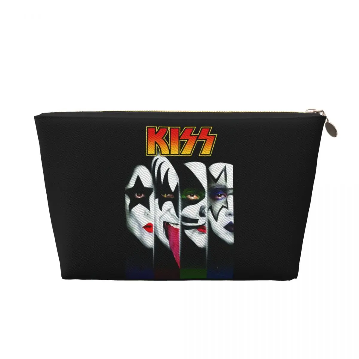 Custom Kiss Rock Metal Band Travel Toiletry Bag for Women Cosmetic Makeup Bag Beauty Storage Dopp Kit