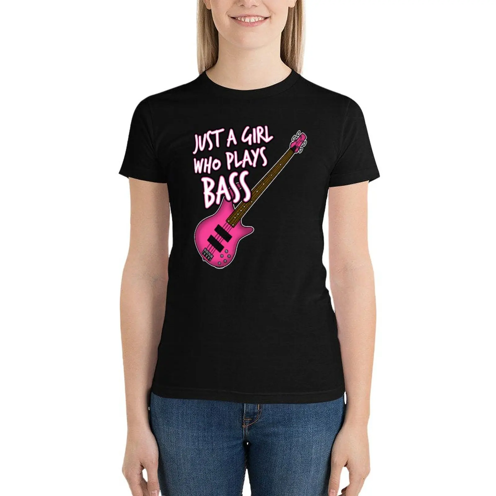 

Just A Girl Who Plays Bass Female Bassist T-Shirt anime clothes lady clothes shirts graphic tees funny t shirts for Womens