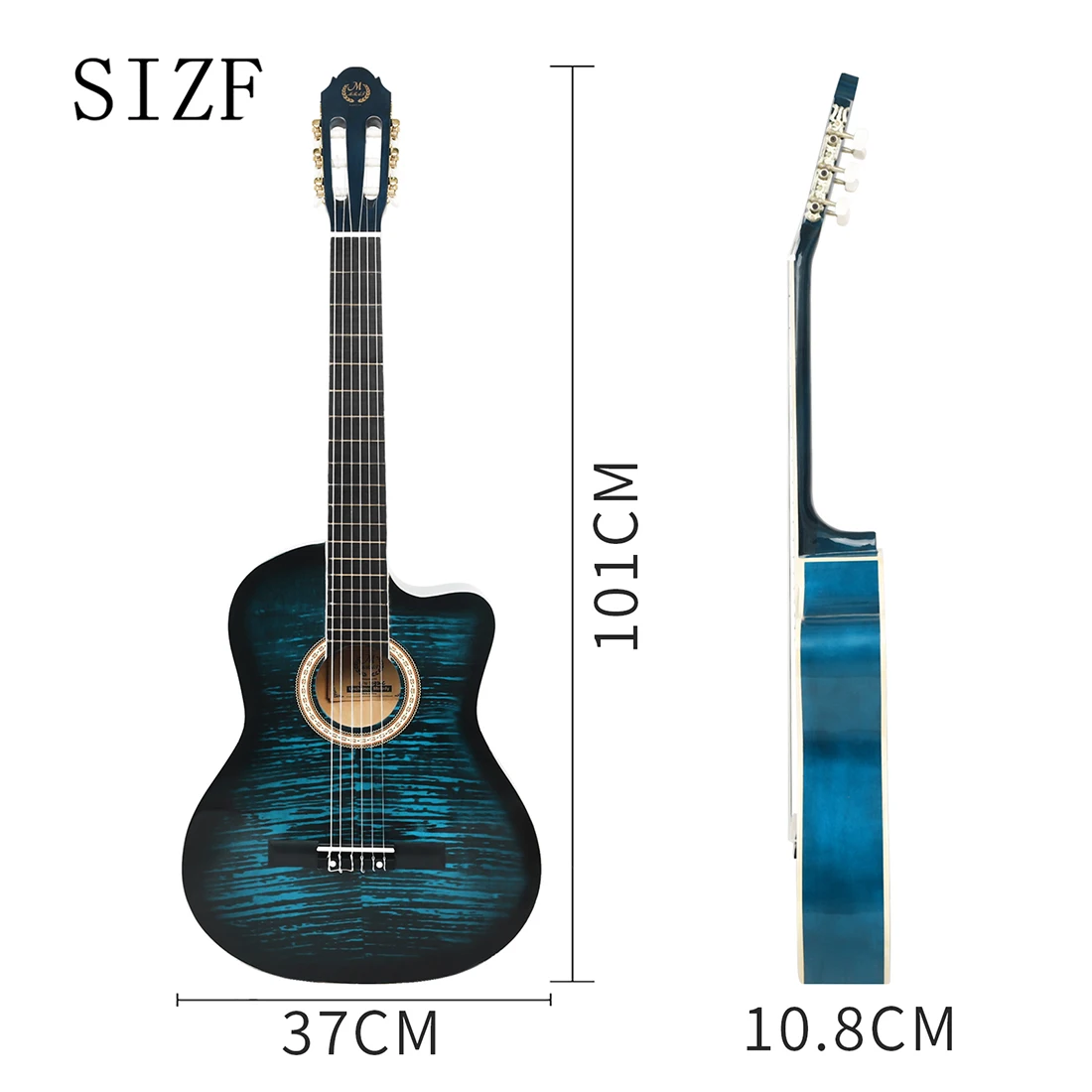 39 Inch Classical Guitar Blue 6 Strings Basswood Classic Guitarra with Bag Humidifier Capo Strings Picks Parts & Accessories