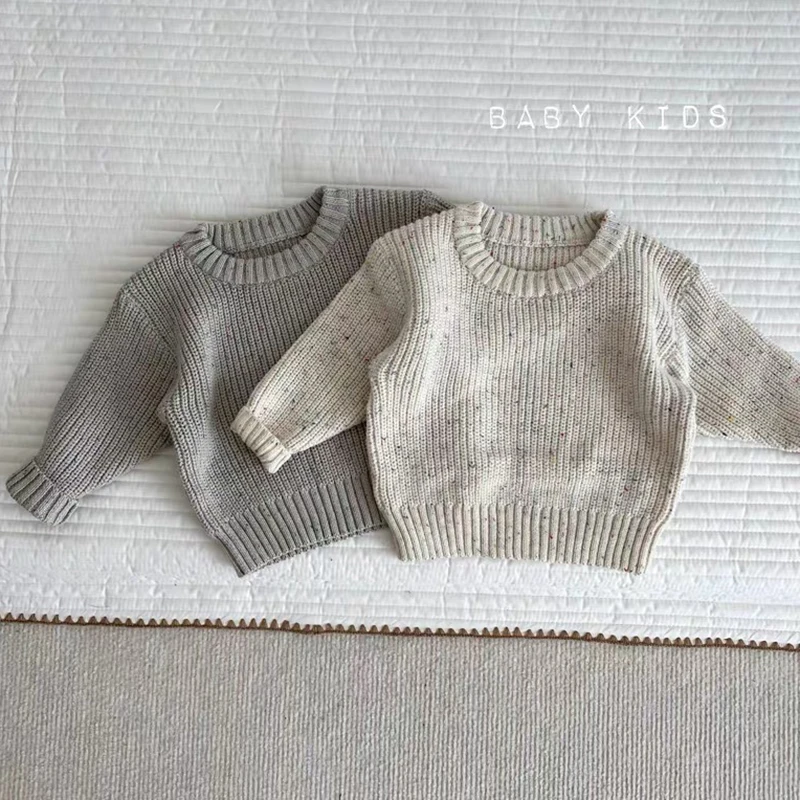 New Autumn Girls Sweater Kids Sweaters Chunky Knit Brief Spring Winter Sweaters Long Sleeve Boys Pullover Warm Knit Baby Clothes