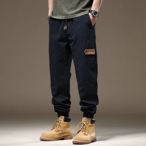 2024 아메리칸 레트로 작업복 남성용 캐주얼 바지, 스트리트 트렌드, 발목 묶음 스포츠 9 부 바지, 여름 신상 
