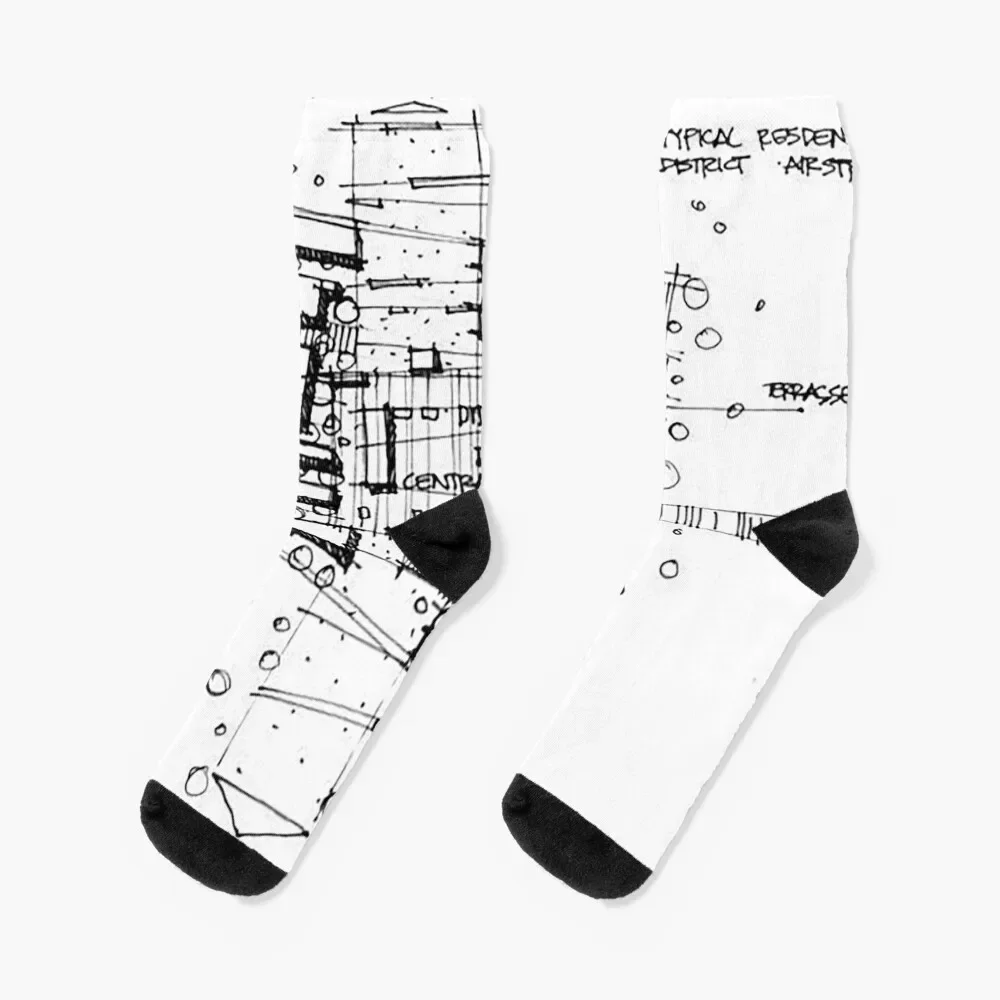 

Hand Sketch Architecture Socks snow Antiskid soccer Wholesale Socks Men Women's