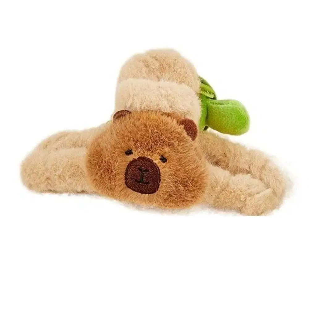 

Claw Clip Plush Capybara Shark Clip Elastic Plaid Bow Capybara Hair Rope Soft Crooked Head Large Intestine Hair Rope Women