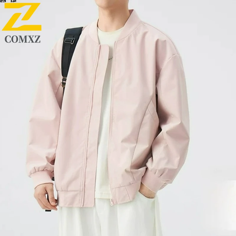 

COMXZ High Quality Mens Jacket Stand Collar Outdoor Camping Durable Zipper Coat Premium Travel Lightweight Autumn New Clothing