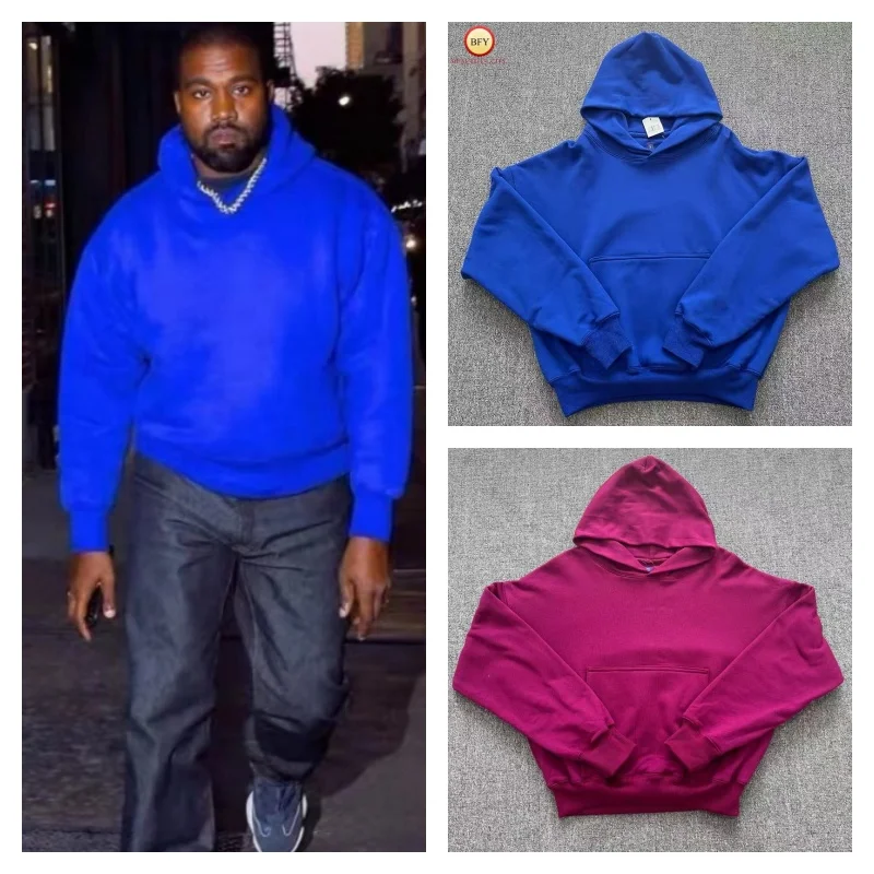 Heavy Kanye Simple Thick Double Solid Colours Mens Womens Hoodie YZY Cotton Fashion High Street Warm Hooded Sweatshirt Coats