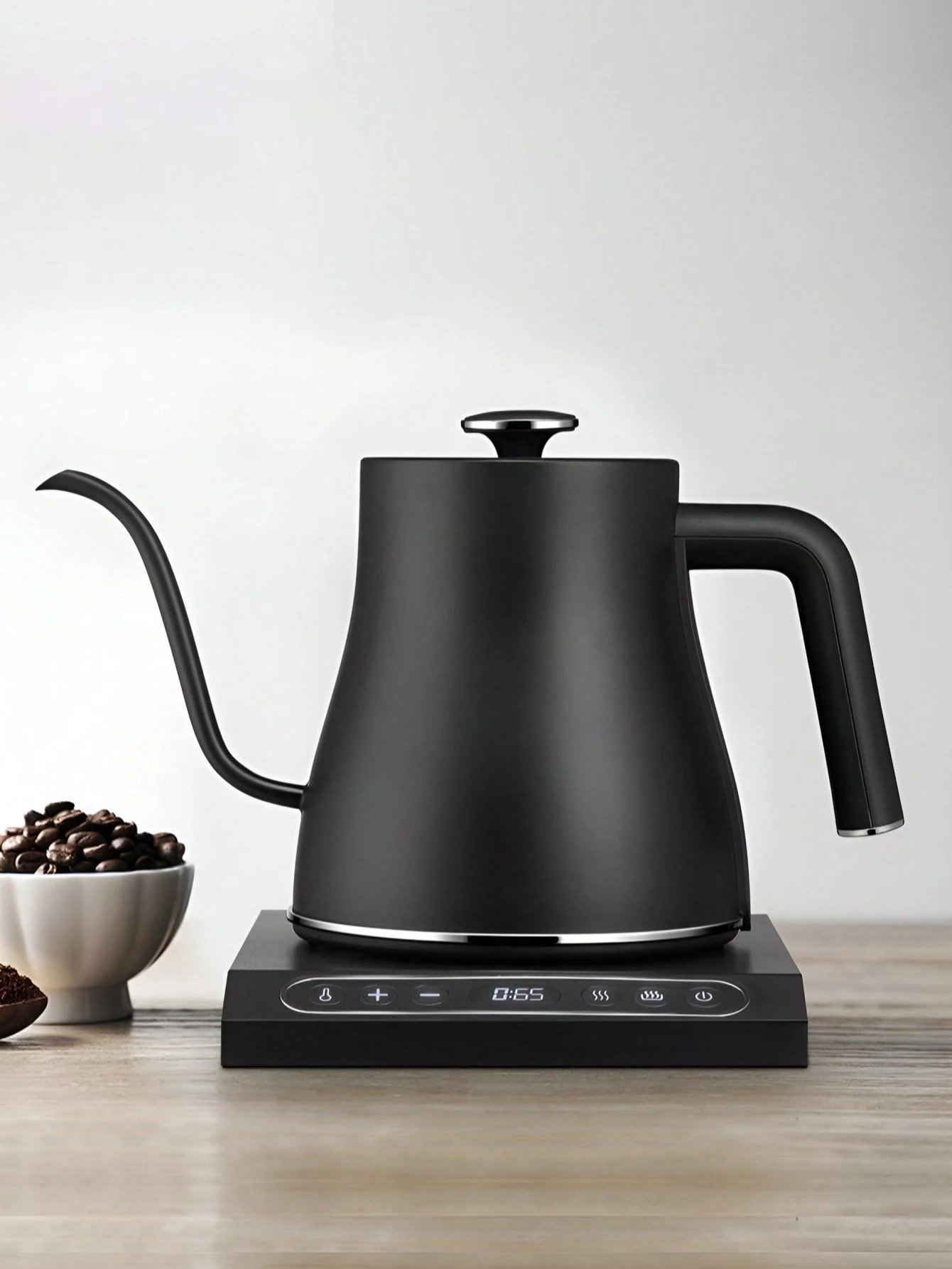 Edoolfffe Gooseneck Kettle Hand Brew Coffee Kettle 1200W Power 800ml 304 Stainless Steel Material Automatic Warming