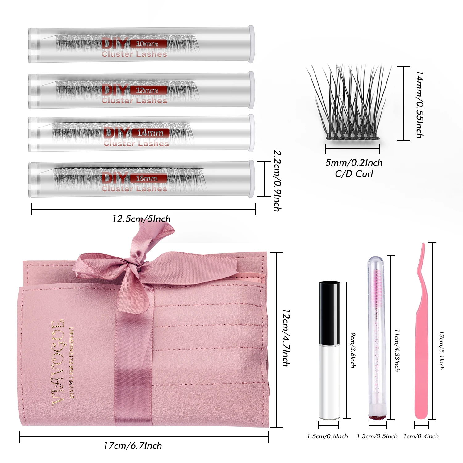 Etvite DIY Wimpern verlängerung skit mit 3D-Volumen Mix Länge einzelne Cluster Wimpern Pinzette Wimpern Kleber Make-up-Tool