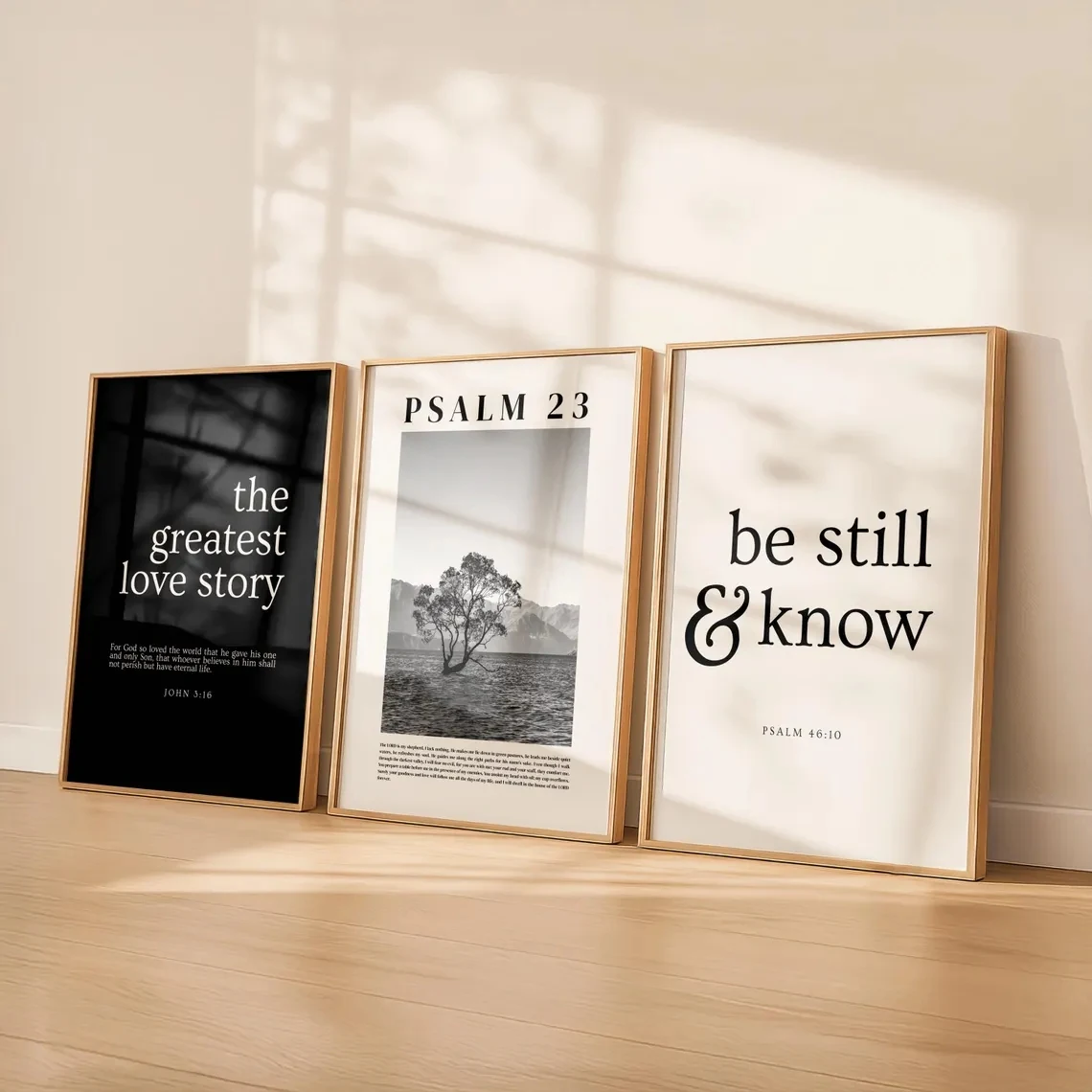 Impression sur toile moderne en noir et blanc avec verset biblique chrétien, affiche décorative pour salon et décoration intérieure