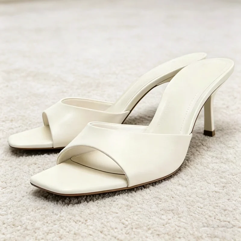

Роскошные женские мюли с широкими ремешками и квадратным носком, сексуальные босоножки на шпильке для женщин, летние туфли на высоком каблуке, элегантная женская обувь