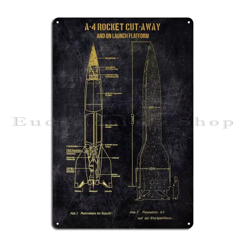 A4 ROCKET CUTAWAY Metal Plaque Funny Iron Club Mural Club Tin Sign Poster