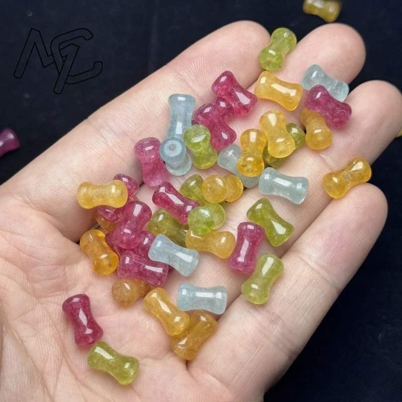 Wholesale 10pcs Natural Tourmaline Color Jade Bamboo Joint Beads DIY Bracelet Earrings Charm Jadeite Jewellery Fashion Gifts