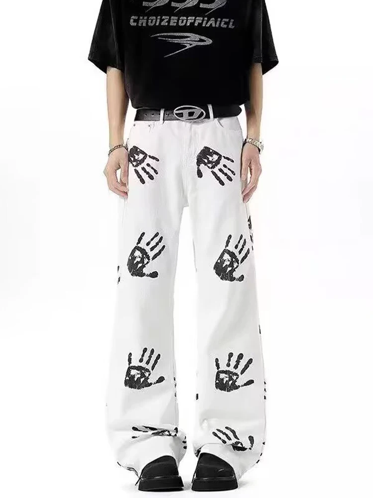 

2025 Autumn Winter Women's Denim Print Pants Y2K 2000s Cyber Punk Baggy Men Jean Japanese Harajuku Jeans New In Tide Hip-pop