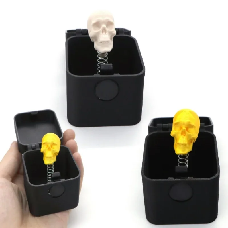 ​​Spring Loaded Pop Up Skull Prank Box Scary Jump Scare Toy for Office Desk Gags Novelty Halloween Party Fun & Practical Jokes