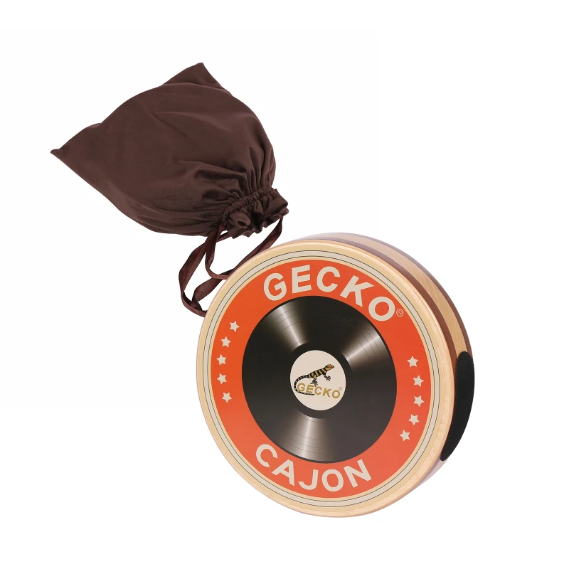 GECKO Cajon Wooden Drum Flat Hand Drum Single Board Percussion Instrument with Carrying Bag Portable Box Drum