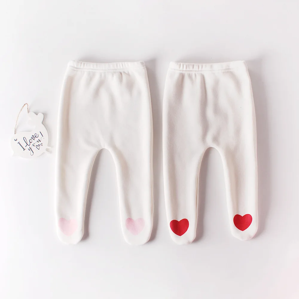 0-24M Newborn Kid Baby Boy Girl Winter Clothes Warm Thick Velvet Pant Heart Print Cute Leggings Lovely Trousers